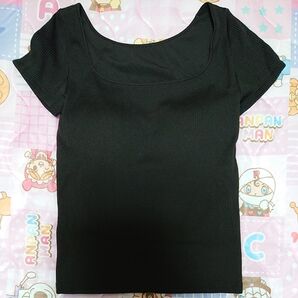 UNIQLO スクエアネックリブTシャツ ブラウン (Lサイズ)