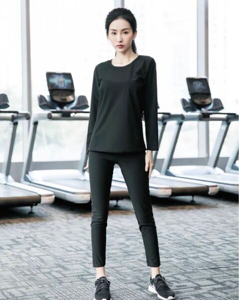 サウナスーツ 上下セット 長袖 9分丈 XL ブラック 発汗