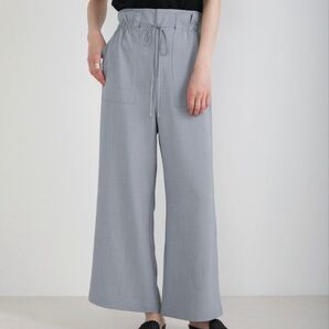 ブージュルードBou Jeloud リネンライクWギャザーストレートパンツ