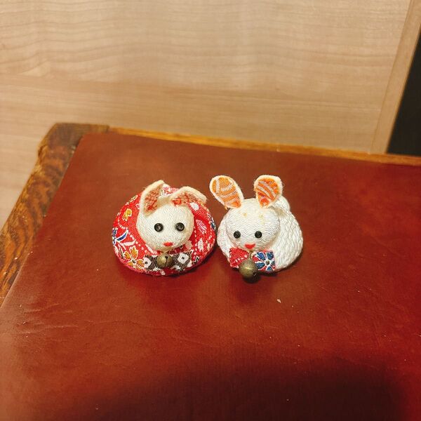 うさぎのちりめん細工 縮緬細工 うさぎ 和風小物 ハンドメイド