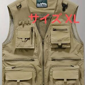 メッシュ フィッシングベスト アウトドアベスト 通気性 多機能 キャンプ 釣り アウトドア 登山 川遊び 多機能 カーキ