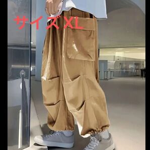 メンズ ルーズフィット マルチポケットパンツ、ワイドパンツ ルーズカーゴパンツ パラシュートパンツストリート ヒップホップ