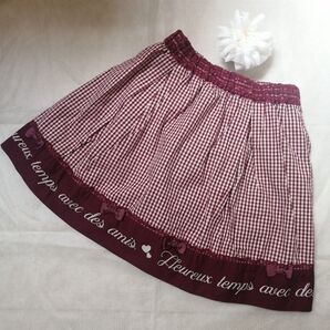 axes femme kids アクシーズファム キッズ 裾リボン付き ギンガムチェック スカート 140cm