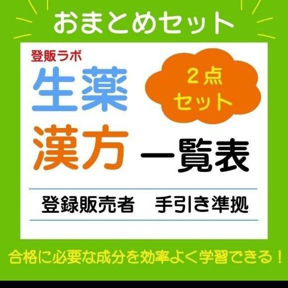 まとめ買い 登録販売者【漢方+生薬】一覧表 参考書 テキスト