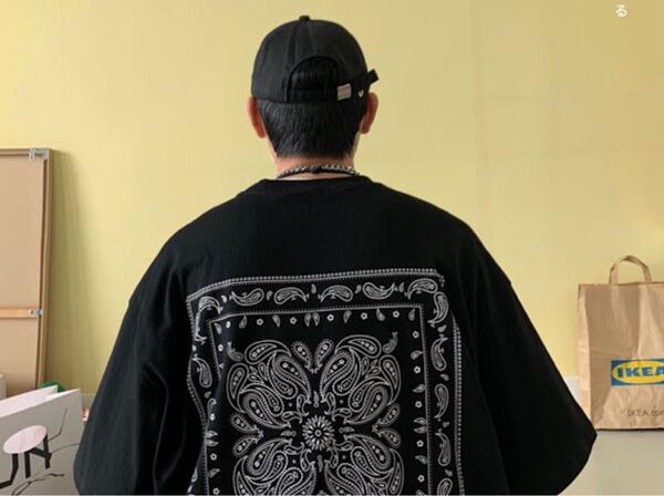 ビッグシルエット ペイズリー 半袖 Tシャツ ストリート 韓国 メンズ 夏服 アメカジ トップス オーバーシルエット