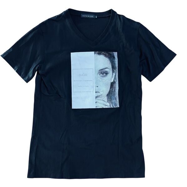 FUGA ブラック Vネック Tシャツ お兄系ギャル男y2k フーガ 44 ①