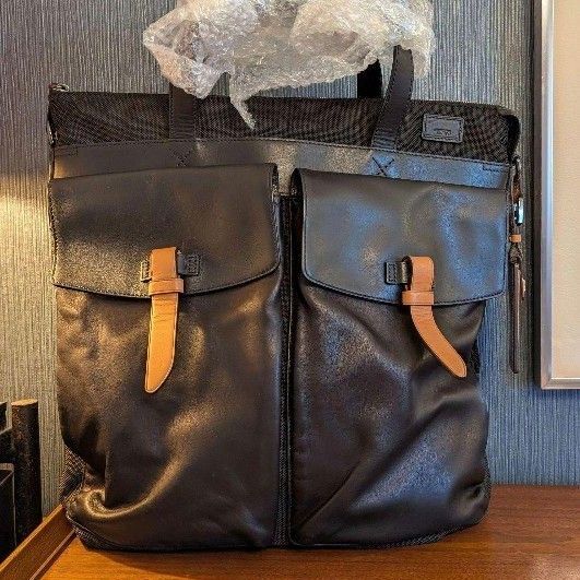 【希少】TUMI トゥミ 2WAY レザー切り替え ヘルメットバッグ トート ショルダーバッグ トートバッグ ビジネスバッグ