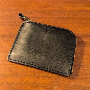 【美品】HERZ ヘルツ L字ファスナー ミニ財布 ブラック コインケース レザー 小銭入れ