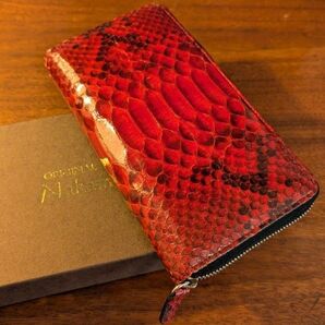 オリジナルパース・ナカムラ ダイヤモンドパイソン ラウンドジップウォレット 長財布