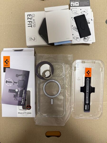 Apple iphone 14 pro max spigen MagSafe ケース ガラスフィルム スマートリング セット