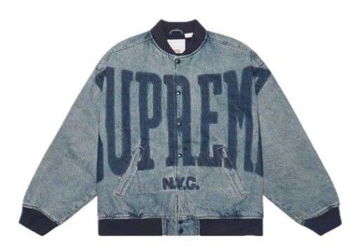 Supreme Washed Knockout Denim Varsity Jacket "Washed Blue"