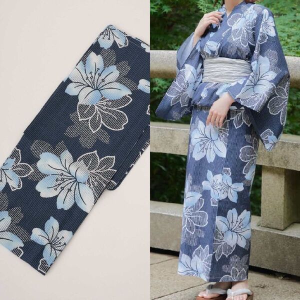 定価11000円 新品 未使用 Chico チコ 紺色 ネイビー浴衣単品 帯なし レディース 婦人