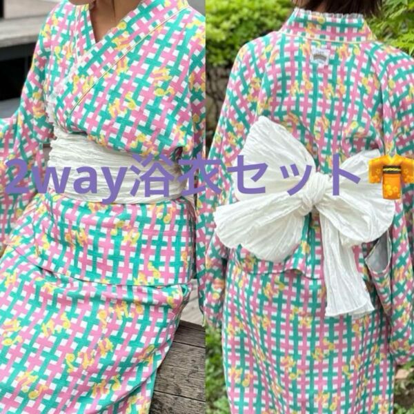 定価16500円 M チャオパニックティピー ワンピースタイプ 浴衣 帯付き チェック セット 流行 トレンド