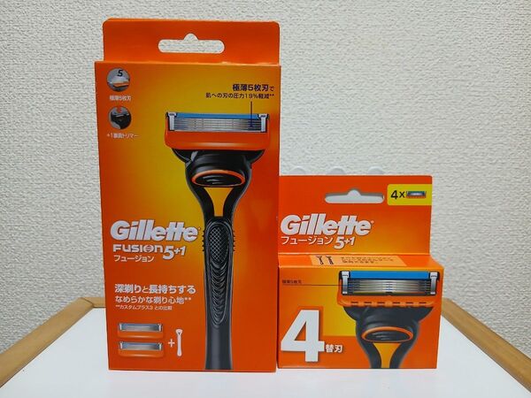 【新品/本体+替刃セット】Gillette フュージョン カミソリ 本体 1個 替刃 2個付 1個は本体に装着済 + 替刃4個