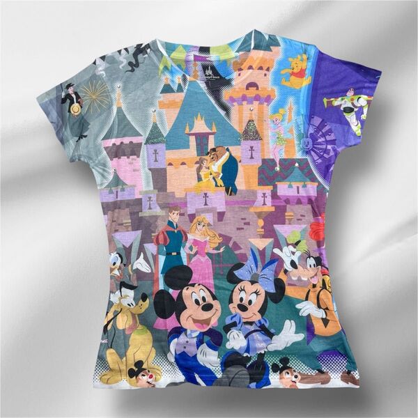 カリフォルニアディズニーランド 60周年 Tシャツ ミッキー ミニー disney 半袖 半袖カットソー 総柄