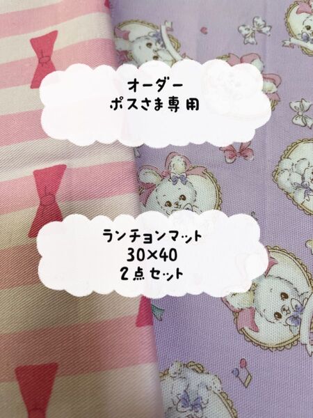 オーダーランチョンマット 2枚セット 30×40 入園 入学 給食 お弁当 給食ナプキン ランチクロス