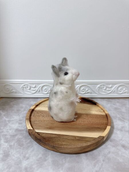 ☆ダルメシアン柄のゴールデンハムスターぬいぐるみ☆ 羊毛フェルト アートドール 置物