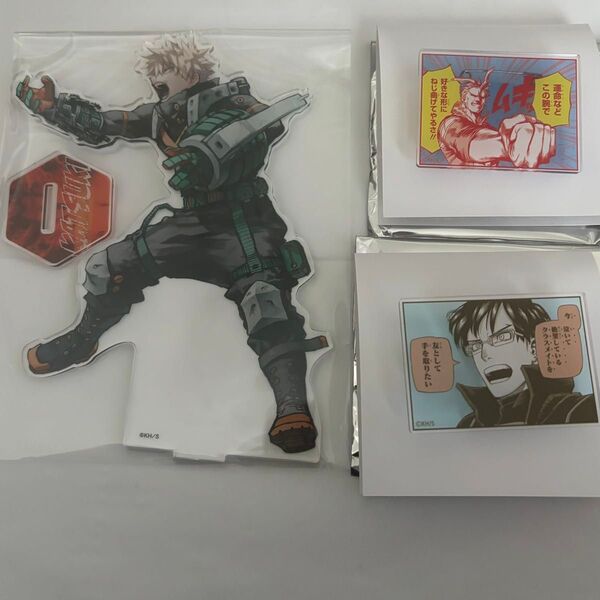 僕のヒーローアカデミア ヒロアカ 原画展 ヒロアカ展 アクリルMEGAフィギュア 爆豪勝己 アクリルバッジ 飯田天哉 オールマイト
