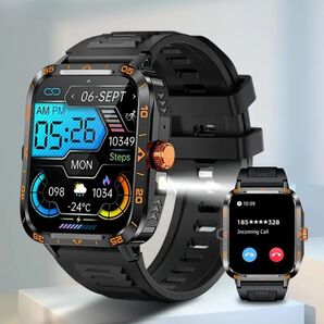 スマートウォッチ Bluetooth5.3 通話機能付き 最新 多機能 軍用規格 1.95インチ