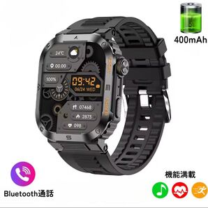 スマートウォッチ 通話機能付き 軍用規格 2.01インチ大画面 健康モニタリング