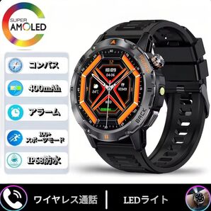 【LEDライト】 スマートウォッチ 2025年最新 Bluetooth5.3 通話機能付き 1.53インチ 丸型 懐中電灯