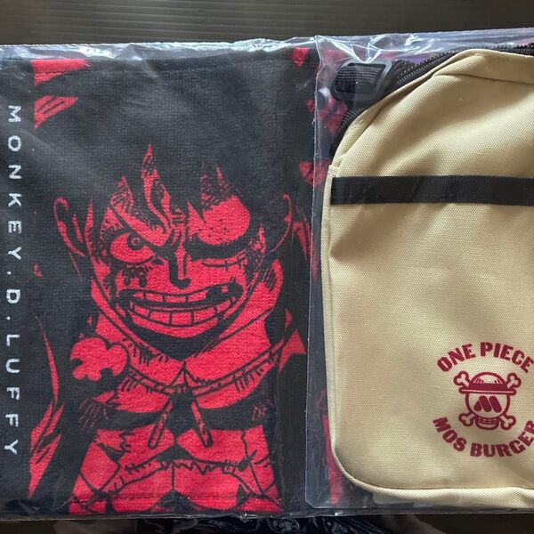 ONE PIECE 1番くじロングタオルとモスバーガー福袋ミニショルダーバック グッズ 2個セット