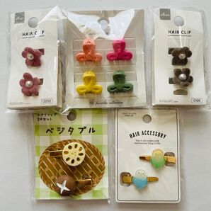 ヘアクリップ ヘアアクセサリー 髪飾り キッズ 女の子 レディース 花 リボン 鳥 野菜 5点