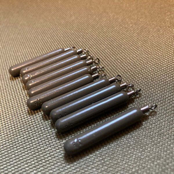 10個 タングステンシンカー スリムタイプ グリーンパンプキン塗装 3/8oz 10.5g