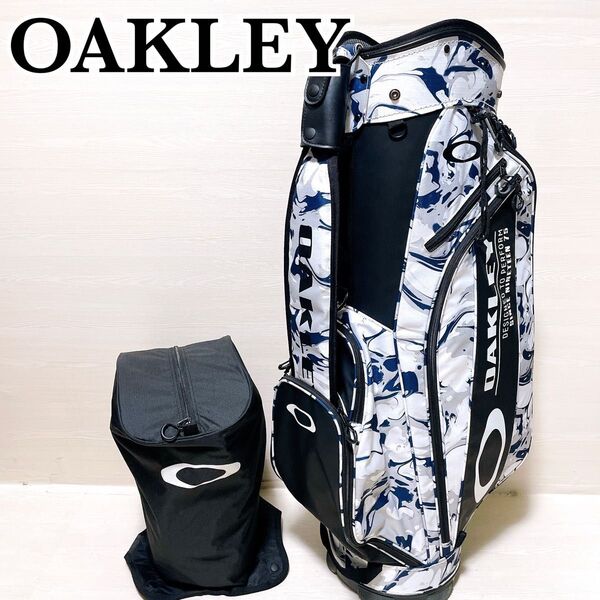 美品 OAKLEY オークリー キャディバッグ ゴルフバッグ 9.5型 5分割 47インチ対応 迷彩 白
