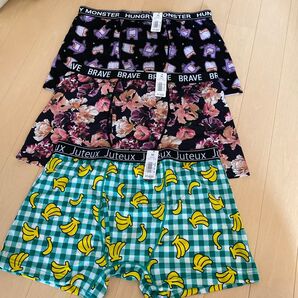 新品 M エメフィール メンズ ボクサーパンツ 3枚セット バナナ 花柄 モンスター 定価4950円 半額以下