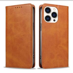 【W33】iPhone13対応 カート収納手帳型レザーケース(カーキ)