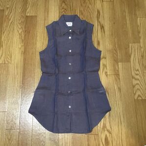 ◆ 丈長め ノースリーブ シャツ ブラウス ☆ 紫系 ☆