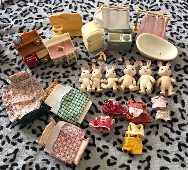 シルバニアファミリー 家具セット 机セット うさぎの人形6 まとめ売り