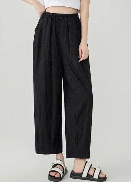 ブラック ワイドパンツ テパードパンツ XLサイズ
