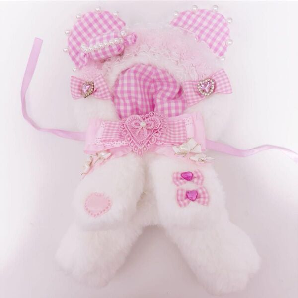 ぬい服 16cm ピンク くま 作家