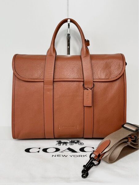 【良品】定価9.3万 コーチ メンテ済み メンズ ビジネス 2way COACH バッグ ショルダー ブリーフケース レザー 本革