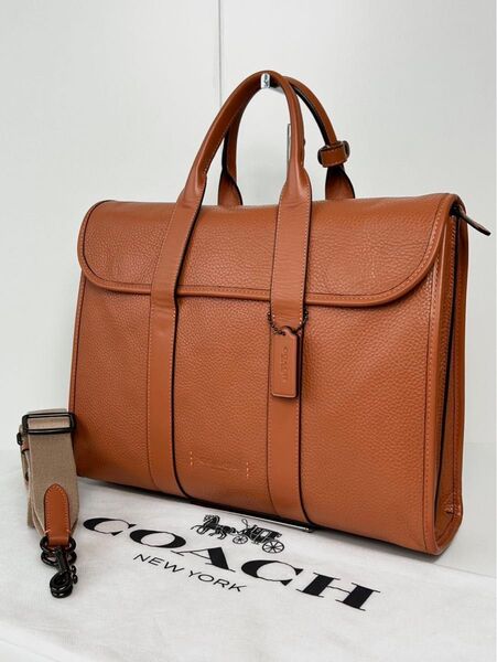 【良品】定価9.3万 コーチ メンテ済み メンズ ビジネス 2way COACH バッグ ショルダー ブリーフケース レザー 本革