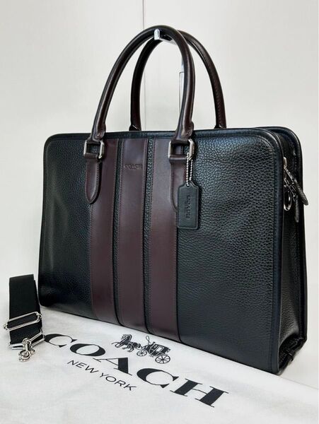 【美品】定価9.6万 コーチ メンテ済み COACH メンズ ビジネス バッグ 本革 2way ショルダー ブリーフケース レザー