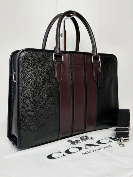 【美品】定価9.6万 コーチ メンテ済み COACH メンズ ビジネス バッグ 本革 2way ショルダー ブリーフケース レザー
