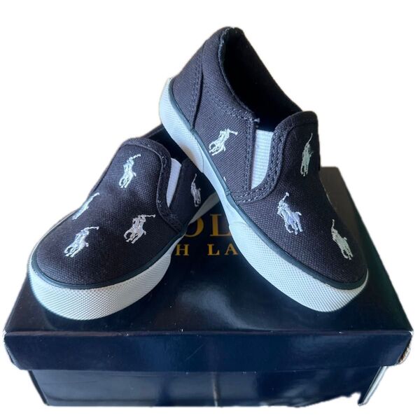 POLO RALPHLAUREN ポロラルフローレン キッズ ベビー シューズ 靴 スリッポン 13cm 紺色 ネイビー
