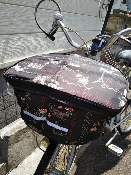 自転車用品 カゴカバー 2段式前カゴカバー 【フレンチブラウン】 はっ水加工済 便利な両開き♪ 川住製作所 kawasumi