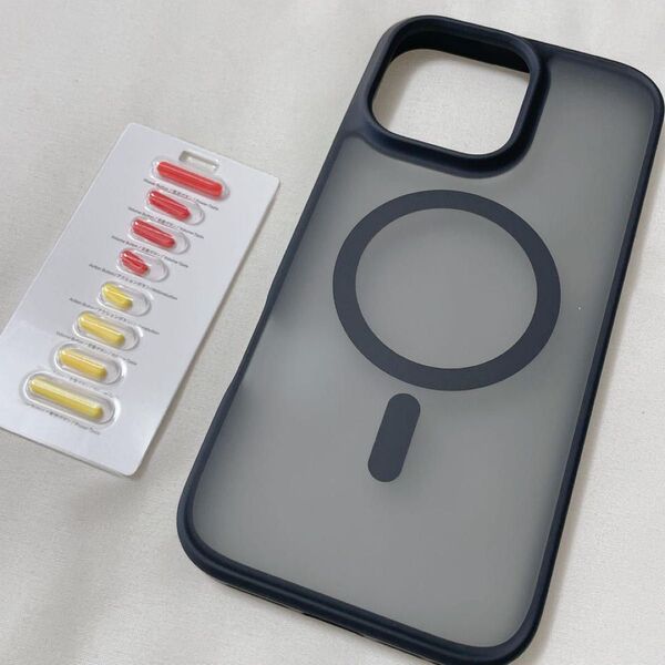 iPhone 16 Pro Max 用 ケース カバー Magsafe対応 カメラコントロール対応 半透明 マット感 ブラック