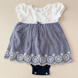 子供服 ロンパース ワンピース ベビー服 新生児 カバーオール 刺繍 レース 花 デニム リボン 女の子 70 80 90