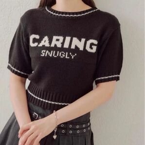 【Chico】ロゴジャガード半袖KNIT CARING SNUGLY 半袖ニット新品 完売品