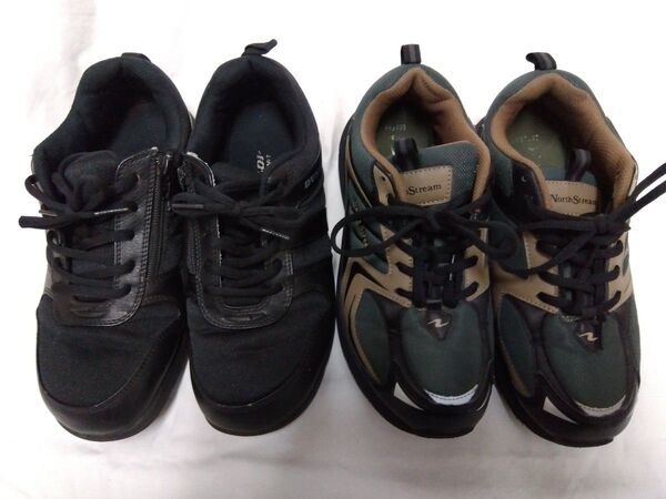 【USED品】<25.5㎝ >4E幅広メンズコンフォートスニーカー2足纏め売り DUNLOP・North Stream