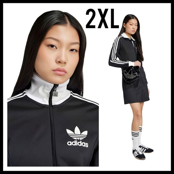 adidas★黒★2XL★ワンピース★ロングトラックジャケット★ジャージ★レディース★春秋冬★匿名送料無料