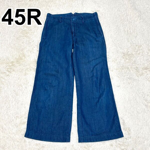 45R フォーティーファイブアール デニム パンツ リネン コットン ワイドデニムパンツ インディゴ 青ブルー 麻 綿
