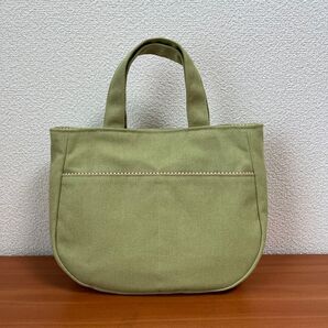 帆布 アップルグリーン ころりんミニトートバッグ ラウンドバッグ ハンドメイドバッグ トートバッグ バッグ