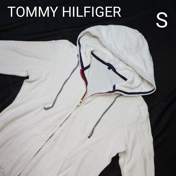 トミーヒルフィガー TOMMY HILFIGER ジップアップパーカー S ホワイト