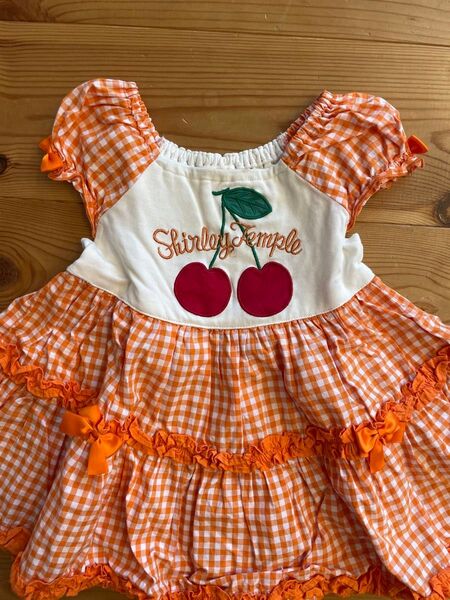Shirley Temple ワンピース 90 オレンジ ギンガムチェック